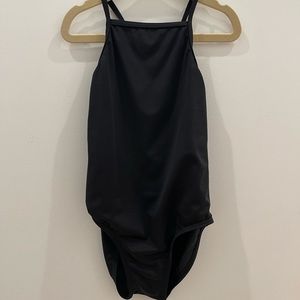 Black dance leotard with lace back